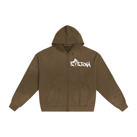 Hand-Frayed Sunfade Zip Hoodie