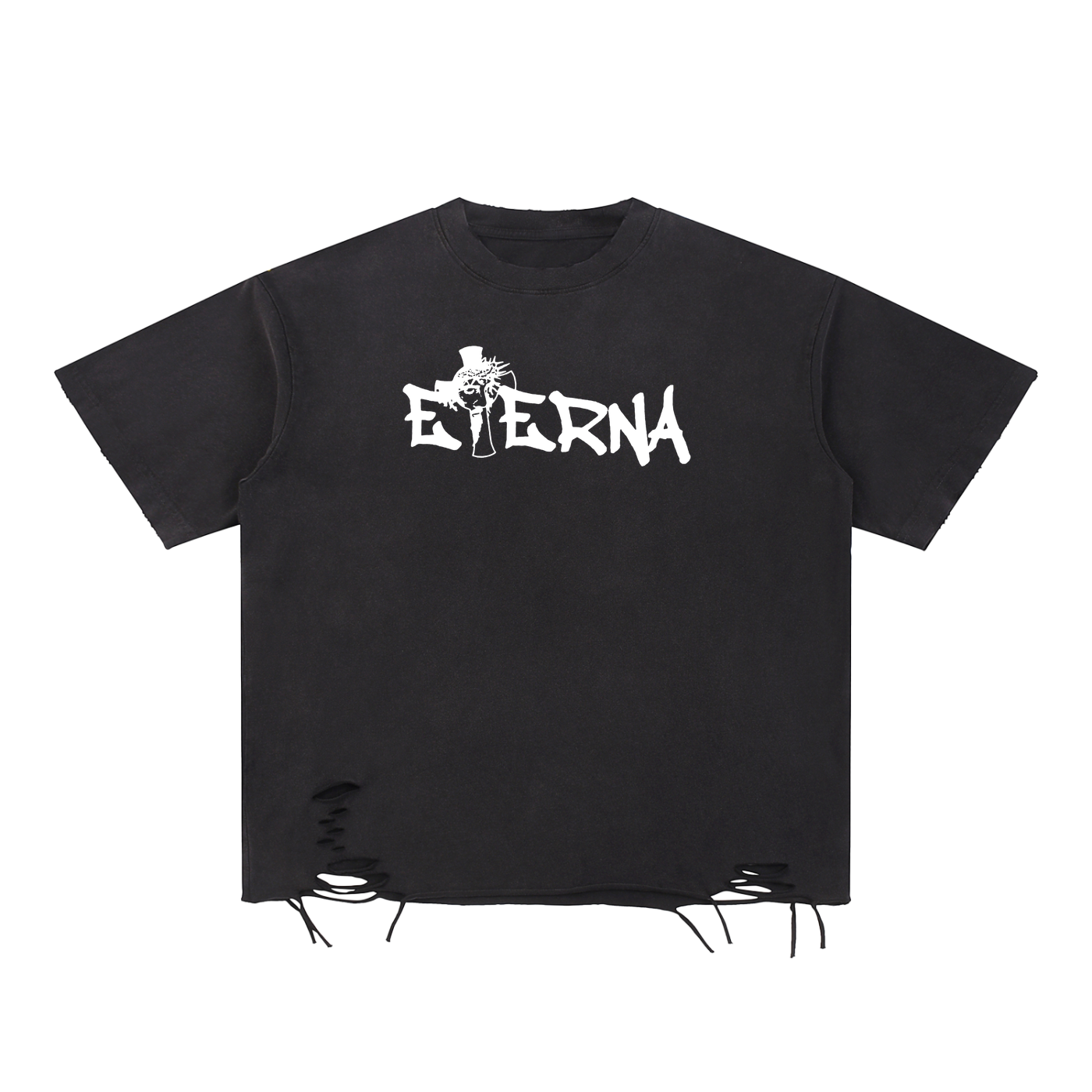 Snow Washed Raw-Hem T-Shirt