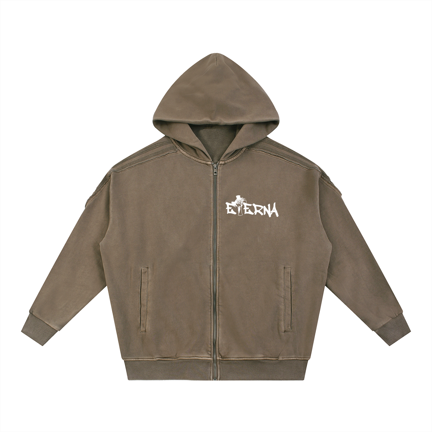 Raw Edge Zip Hoodie