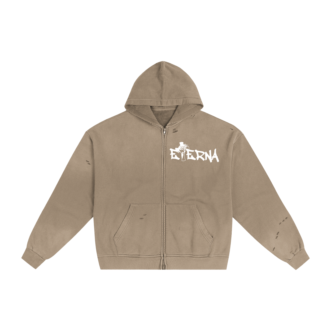 Hand-Frayed Sunfade Zip Hoodie