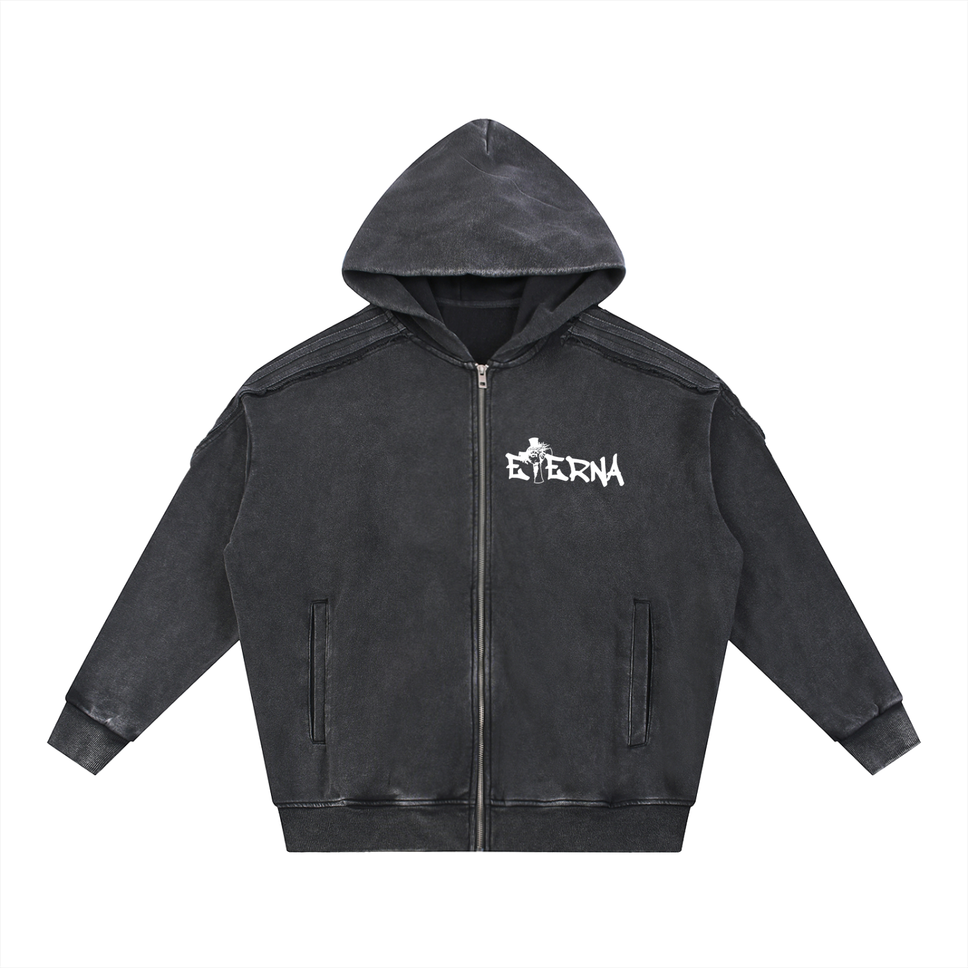 Raw Edge Zip Hoodie