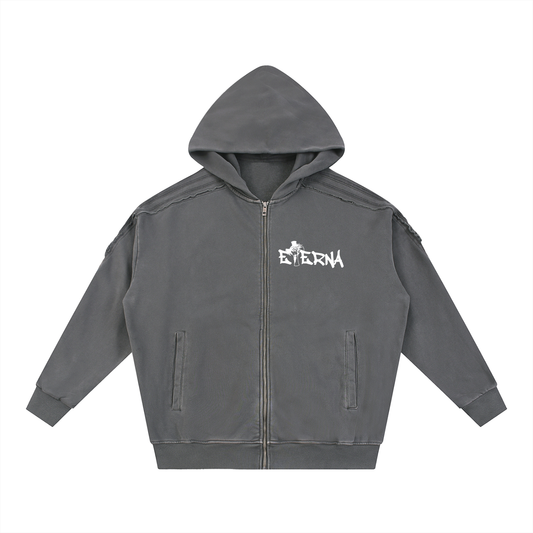 Raw Edge Zip Hoodie