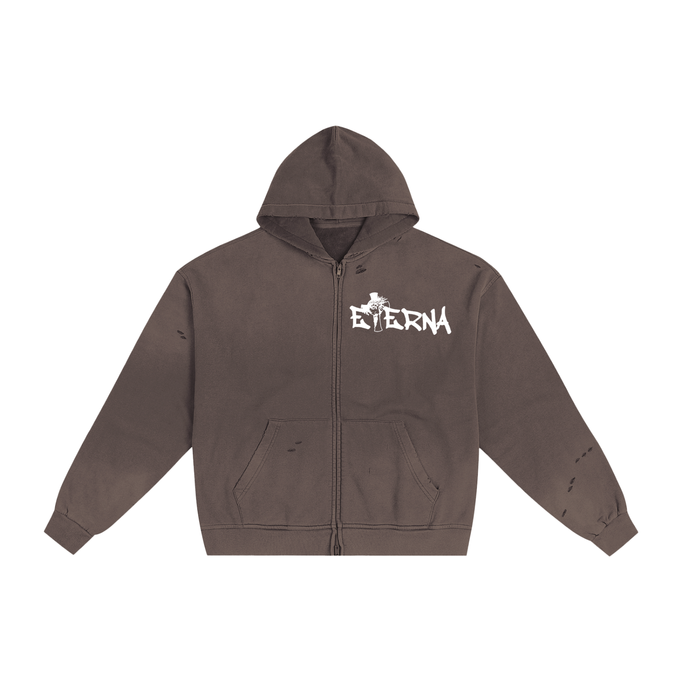 Hand-Frayed Sunfade Zip Hoodie