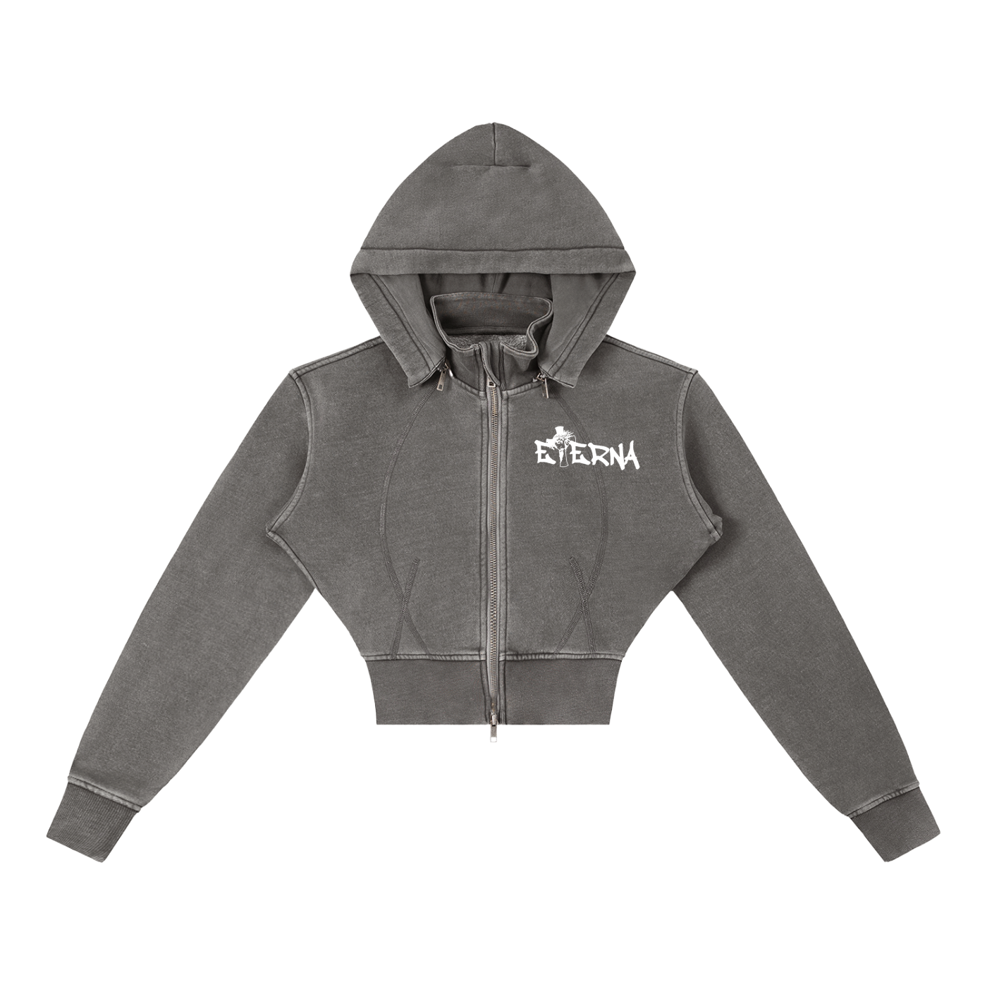 Vintage Washed Cropped Fleece Hoodie