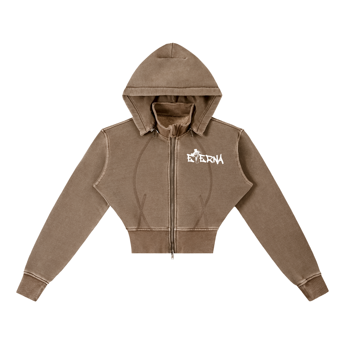 Vintage Washed Cropped Fleece Hoodie