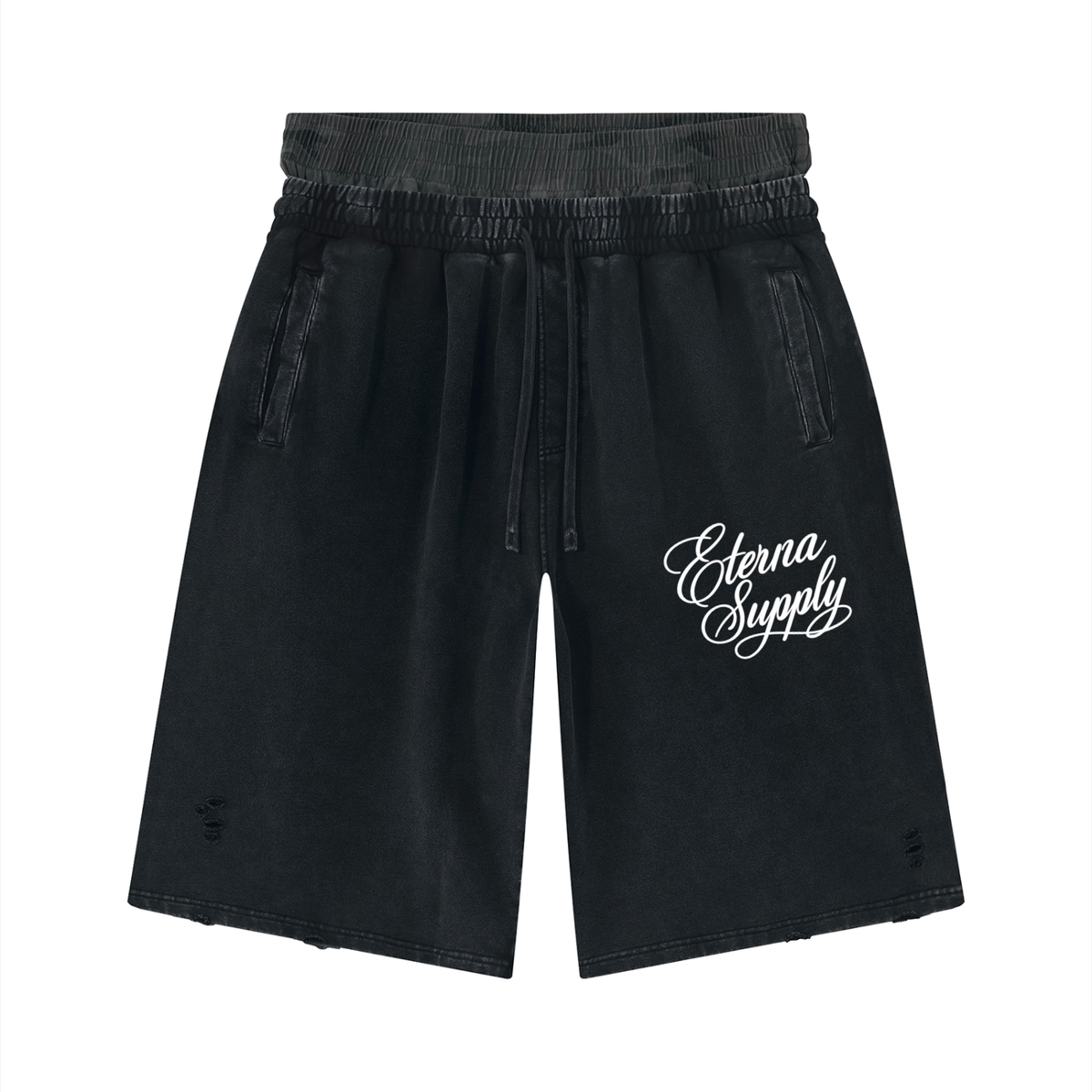 Vintage Wash Distressed Wide Leg Shorts